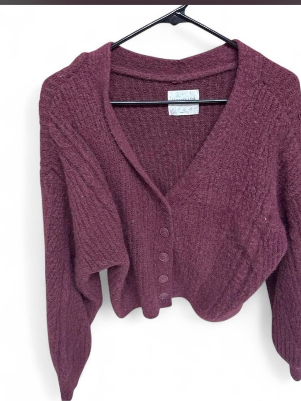 Abercrombie & Fitch Plum V-Neck Button Front Cardigan
